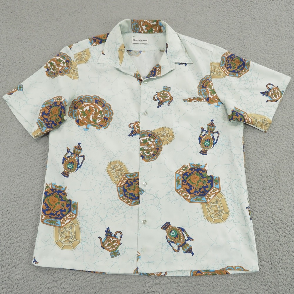 Liberty House VTG Hawaiian Shirt Mens Large 70s Polynesian Graphic Camp Collar